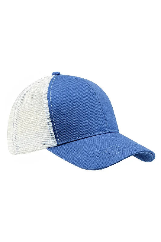 Mens hats for rugby-Econscious Mens Adjustable Trucker Hat - Daylight Blue/White