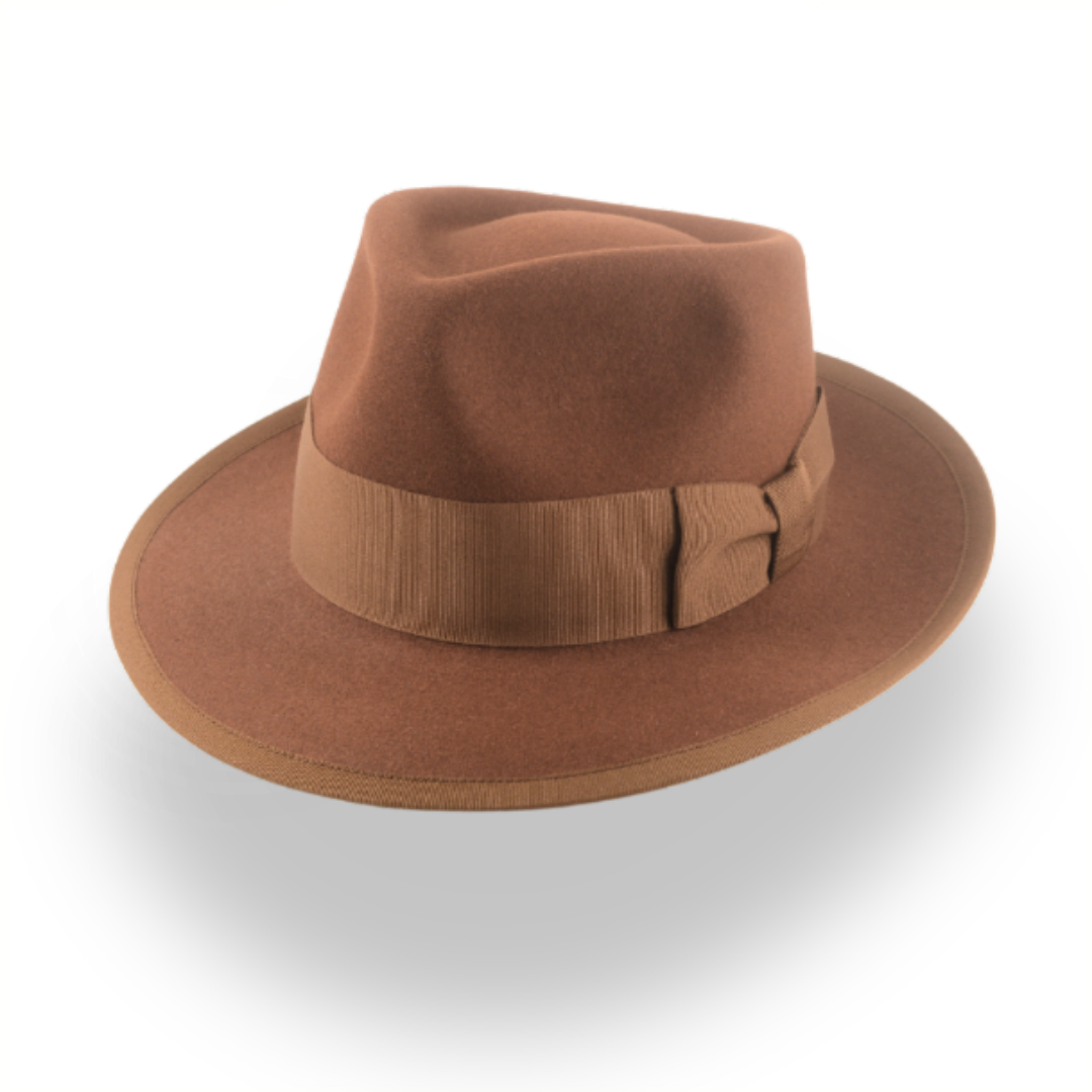 Mens hats for damp mornings-Elegant Brown Men's Fedora Hat with Teardrop Crown | The Knight