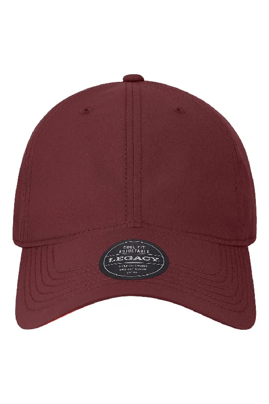 Mens hats with fitted design-Legacy Mens Cool Fit Moisture Wicking Adjustable Hat - Burgundy