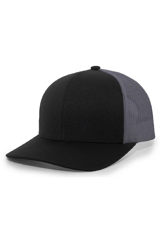 Mens hats for cool outfits-Pacific Headwear Mens Snapback Trucker Mesh Hat - Black/Graphite Grey