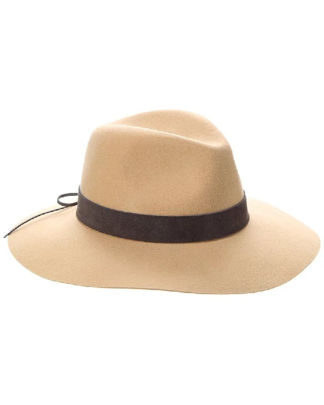 Wool hats for chilly daysBruno Magli Wide Brim Leather-Trim Wool Fedora