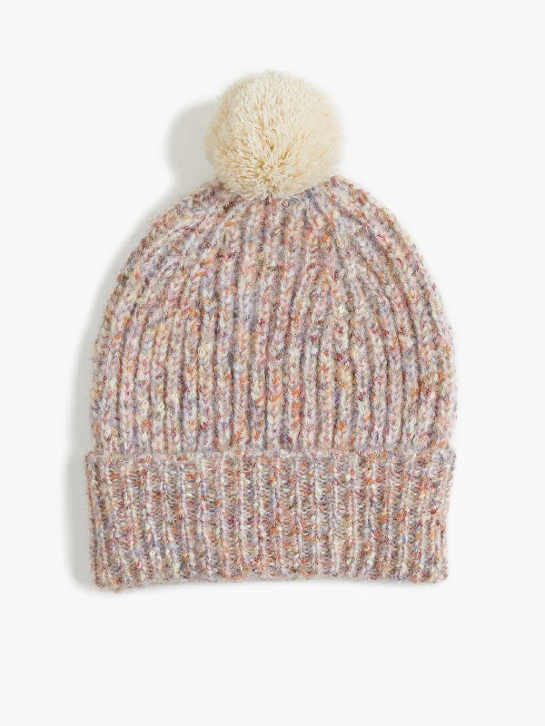 Beanies & Headbands with Loud Accents-Jill Recycled Rib Bobble Hat