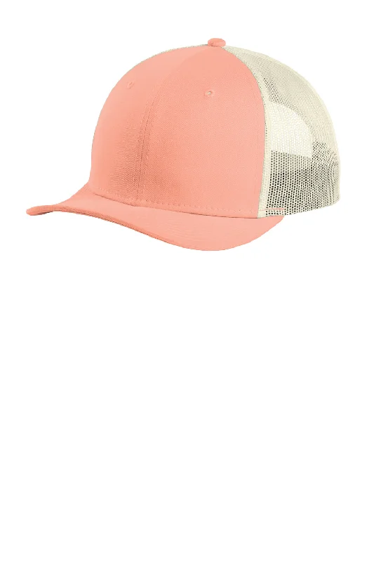 Mens hats with plush softness-New Era Mens Low Profile Snapback Trucker Hat - Coral Pink/White