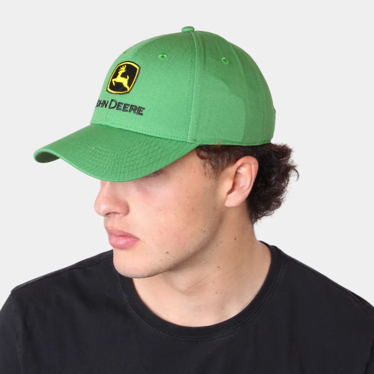 Beanies & Headbands with Plaid Patterns-John Deere "Nothing Runs Like a Deere" Cap - Green