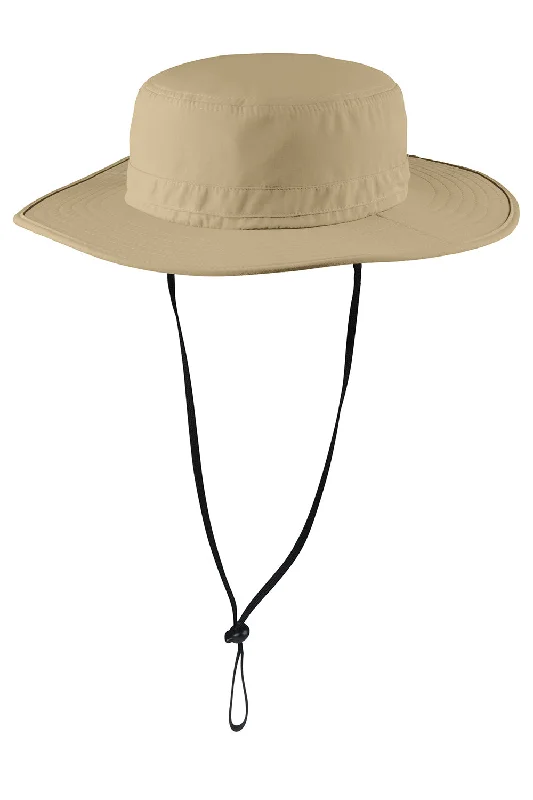 Mens hats for wet days-Port Authority Mens Moisture Wicking Wide Brim Hat - Coffee Cream