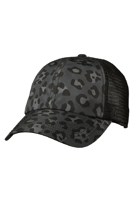 Mens hats with bright accents-J America Mens Offroad Snapback Hat - Black Leopard