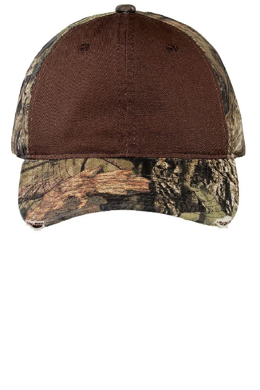 Mens hats for cozy nights-Port Authority Mens Camo Hat - Mossy Oak Break Up Country/Chocolate Brown