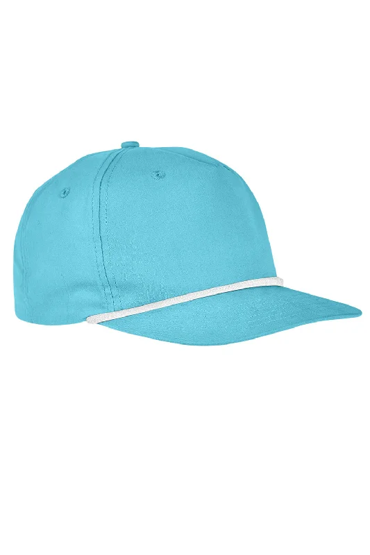 Mens hats for daily wear-Big Accessories Mens Adjustable Rope Hat - Turquoise Blue/White