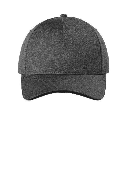 Mens hats with light tones-Sport-Tek Mens Contender Moisture Wicking Snapback Hat - Heather Graphite Grey/Black