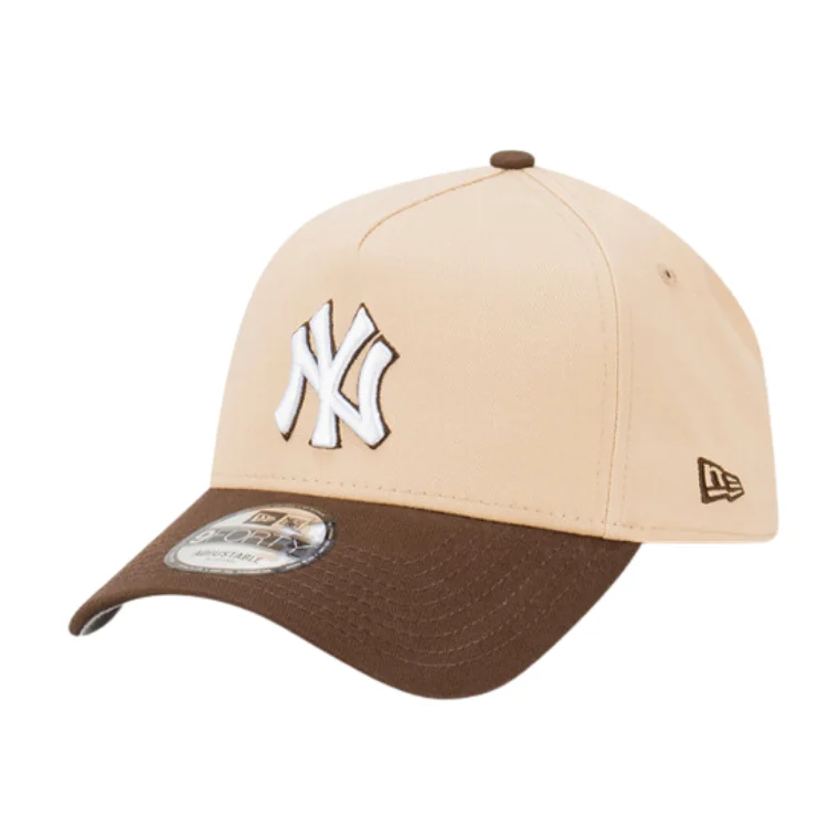 Beanies & Headbands for Trail Running-New Era New York Yankees 9FORTY A Frame Cap - Oatmilk/Walnut