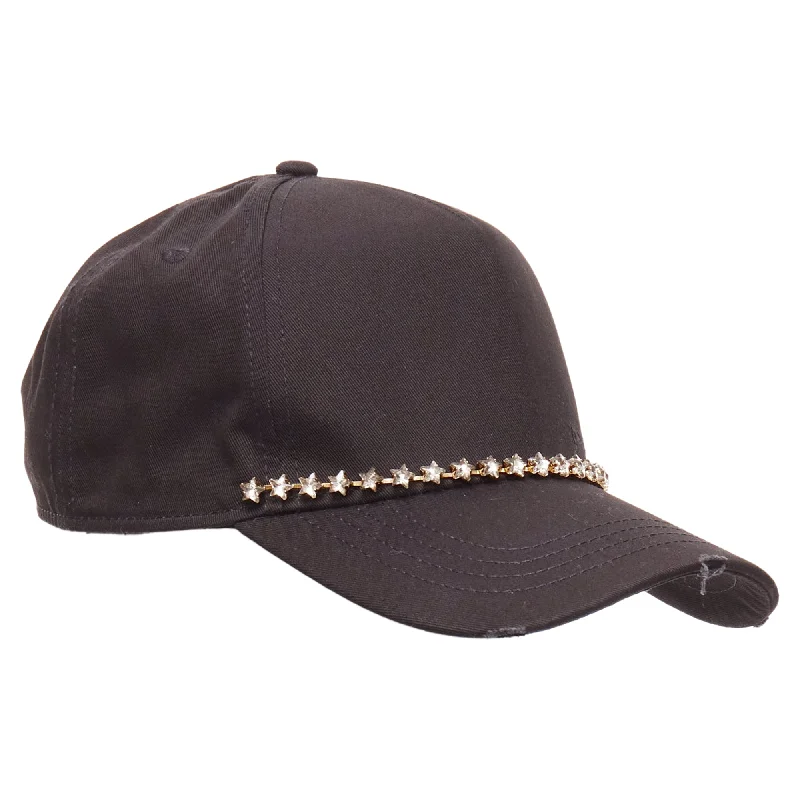 Womens Hats for town expos-Dsquared2 Cotton Clear Star Crystals Dean Dan Caten Cap