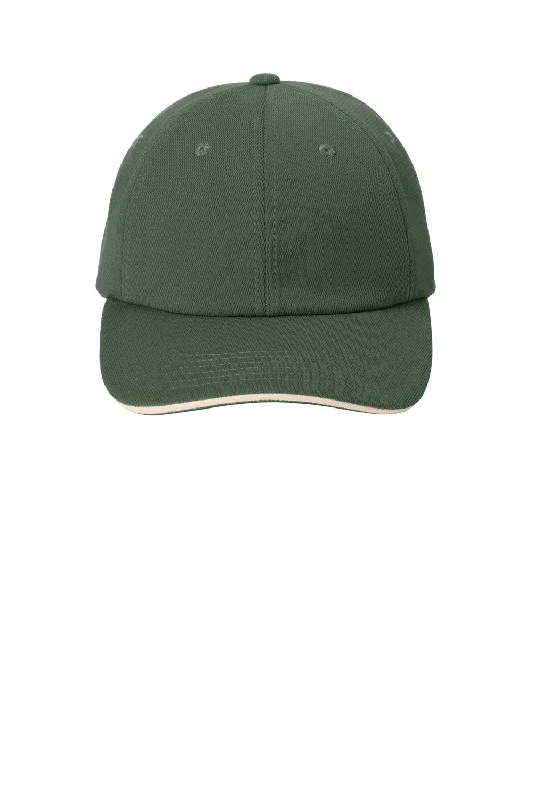 Mens hats for quiet evenings-Port Authority Mens Dry Zone Moisture Wicking Adjustable Hat - Olive Green/Stone