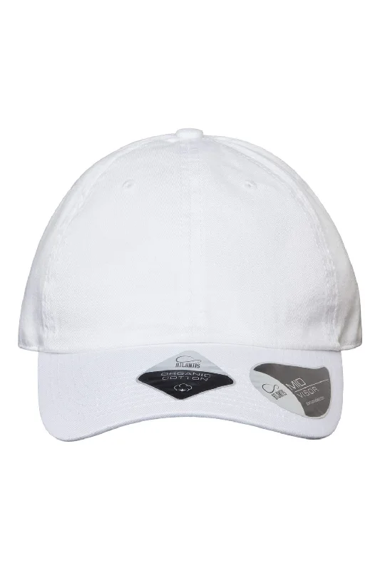 Mens hats for cool outfits-Atlantis Headwear Mens Sustainable Adjustable Dad Hat - White