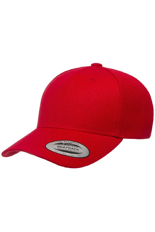 Mens hats for outdoor use-Yupoong Mens Premium Snapback Hat - Red