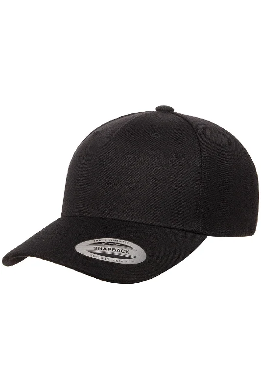 Mens hats for festivals-Yupoong Mens Premium Snapback Hat - Black