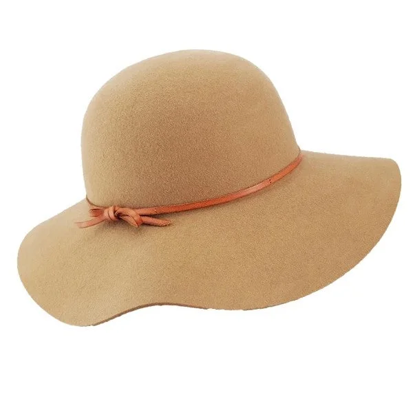 Beanies & Headbands for Elderly Wear-Stanton Evalina Wide Brimmed Hat - Camel