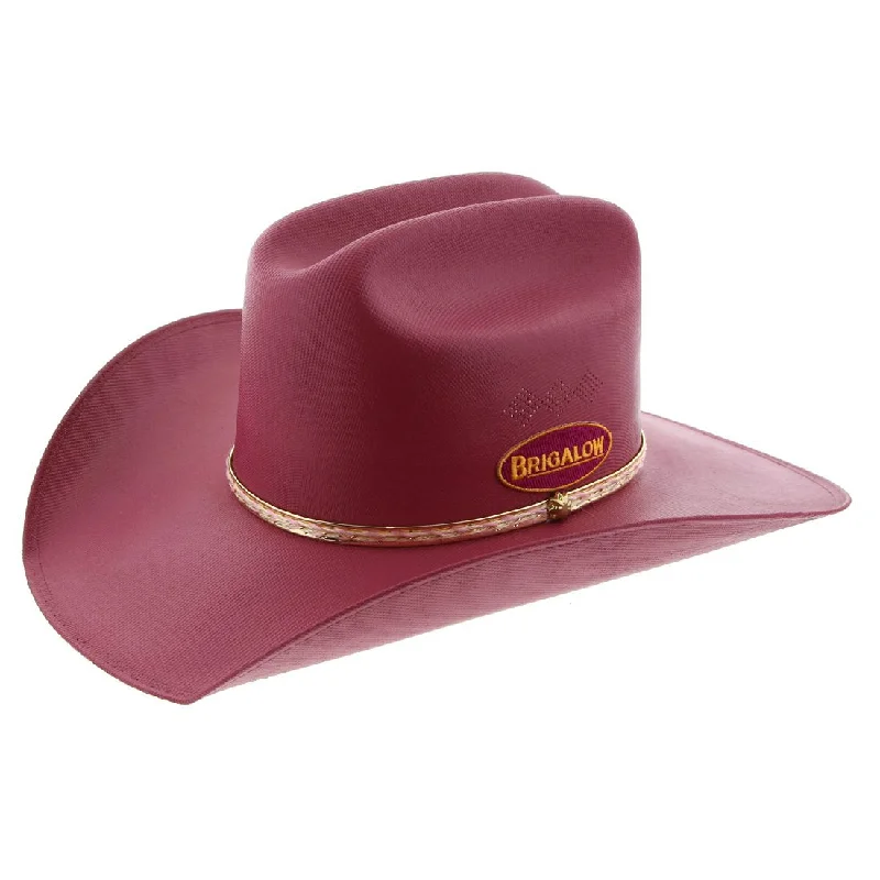 Beanies & Headbands with Name Option-Brigalow Adults Coloured Straw Cheyenne Hat - Hot Pink