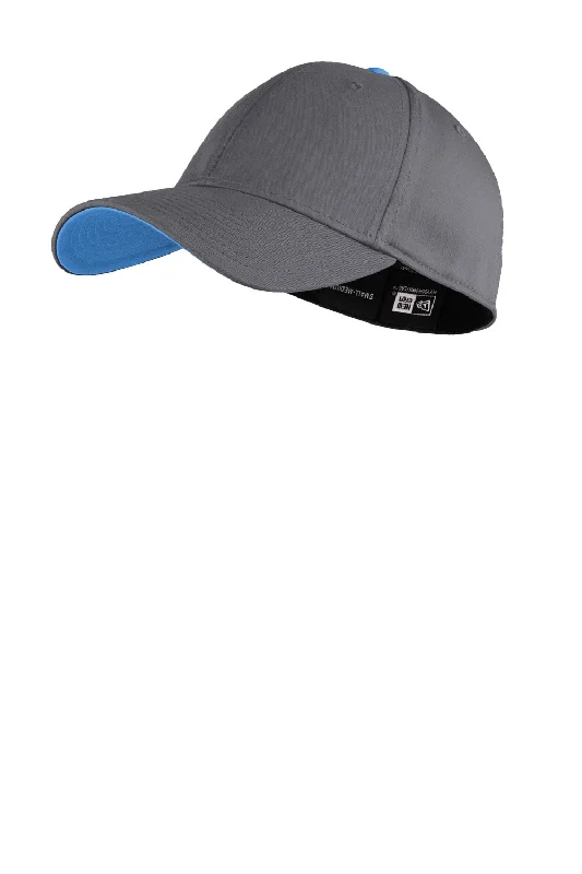 Mens hats for calm nights-New Era Mens Stretch Fit Hat - Graphite Grey/Sky Blue