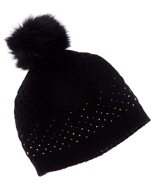 Wool hats for cold-weather hiking-Forte Cashmere Textured Crystal Wool & Cashmere-Blend Hat