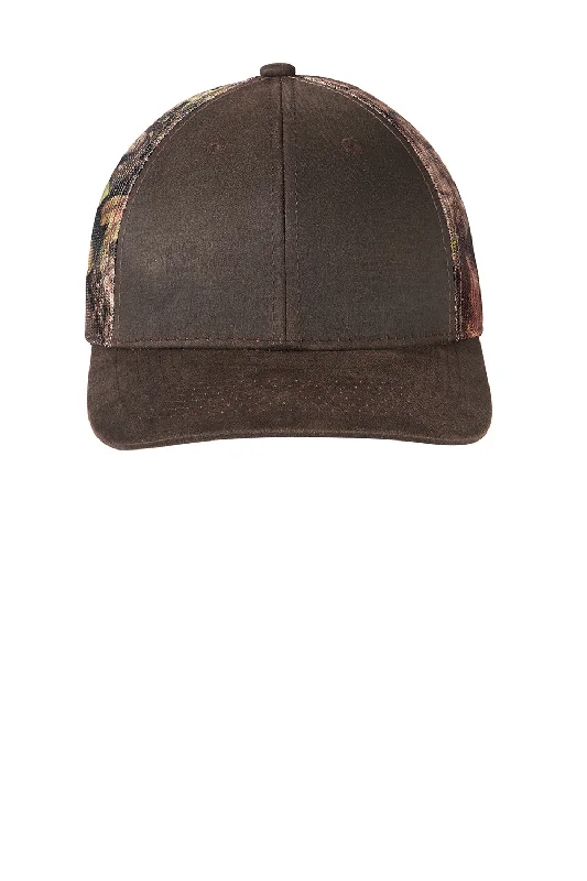 Mens hats for polished looks-Port Authority Mens Pigment Print Camouflage Mesh Back Adjustable Hat - Mossy Oak Break Up Country/Brown