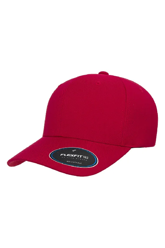 Mens hats with warm lining-Yupoong Mens Nu Moisture Wicking Adjustable Hat - Red