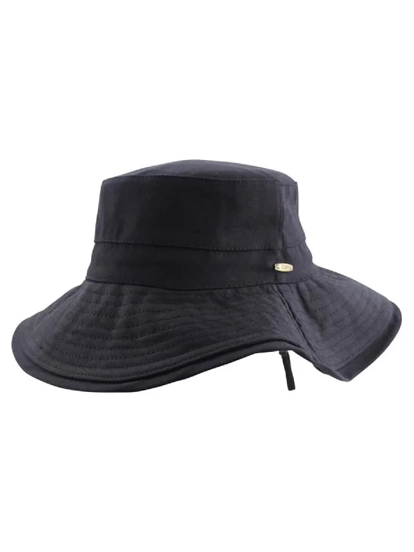 bucket hats for trendy summer day accessories-Black Wide Brim Boonie Style Bucket Hat