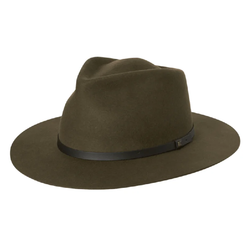 Beanies & Headbands with Hard Weave-Kooringal Goodwin Unisex Wide Brim Fedora - Olive