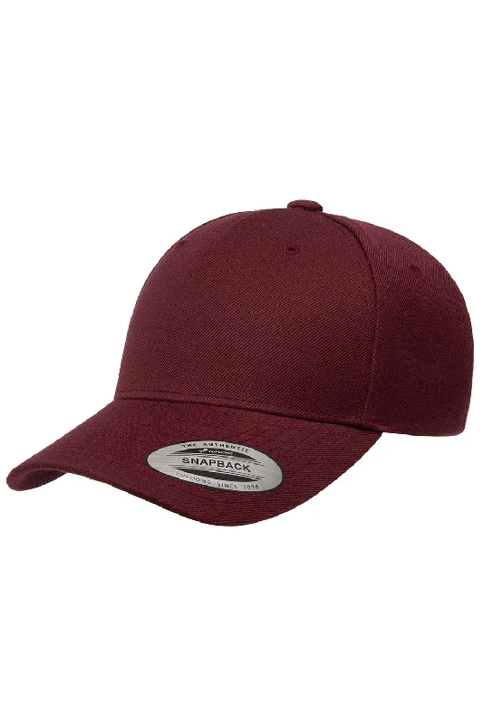 Mens hats for golf-Yupoong Mens Premium Snapback Hat - Maroon