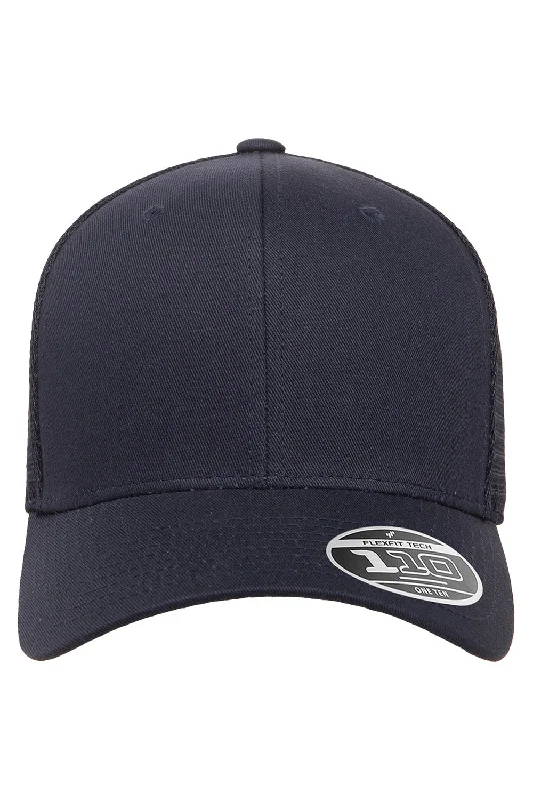 Mens hats with cozy texture-Flexfit Mens Mesh Snapback Trucker Hat - Navy Blue