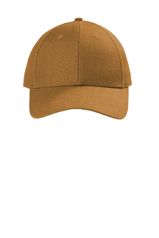 Mens hats with playful stripes-CornerStone Mens Moisture Wicking Canvas Adjustable Hat - Duck Brown