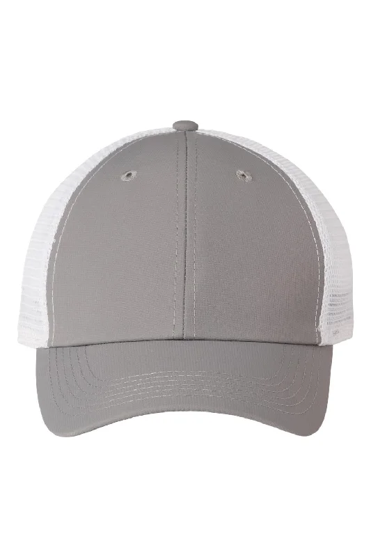 Mens hats with nature prints-Imperial Mens The Original Sport Mesh Moisture Wicking Snapback Hat - Light Grey/White