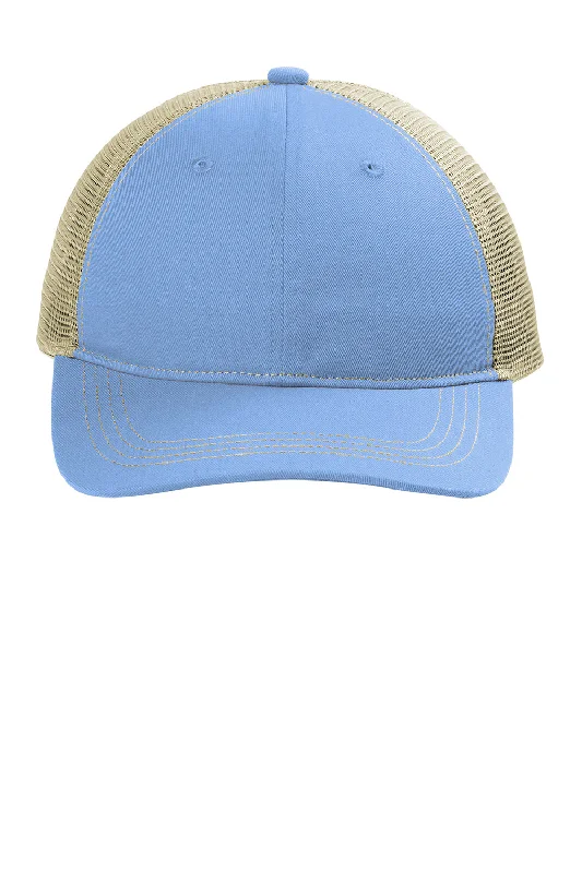 Mens hats for sleek outfits-Port Authority Mens Snapback Trucker Hat - Carolina Blue/Tan