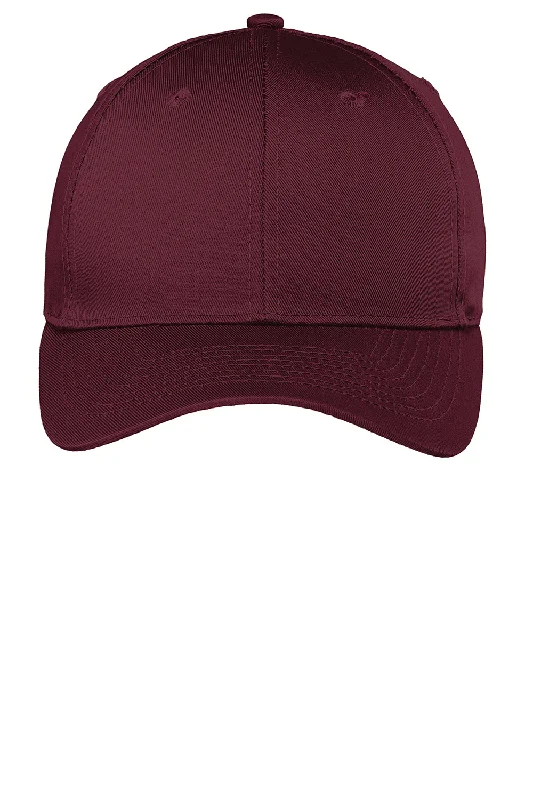 Mens hats with snug cushion-Port Authority Mens Easy Care Adjustable Hat - Burgundy