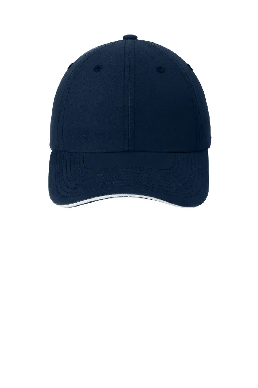 Mens hats with smooth softness-Port Authority Mens Cool Max Moisture Wicking Adjustable Hat - Navy Blue/White