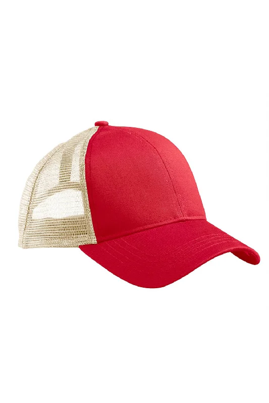 Mens hats for mild weather-Econscious Mens Adjustable Trucker Hat - Red/Oyster