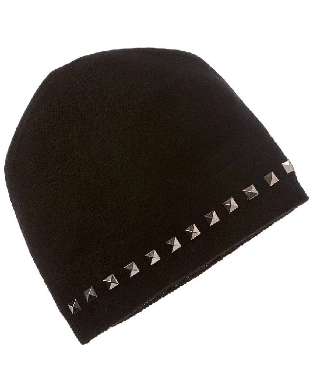 Womens Hats for humid summers-Forte Cashmere Square Metallic Studded Trim Cashmere Hat