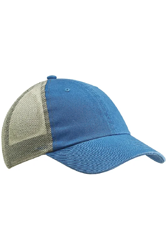 Mens hats with moisture wicking-Big Accessories Mens Adjustable Trucker Hat - Blue/Grey