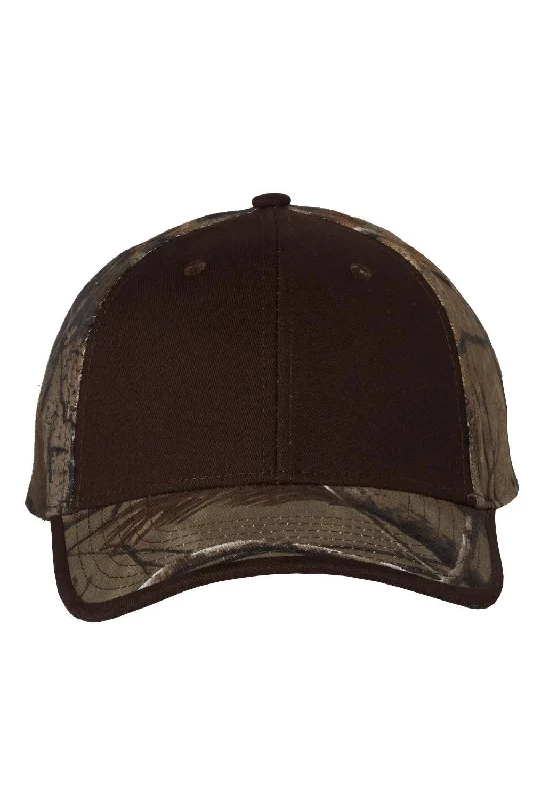 Mens hats with plant-based fibers-Kati Mens Solid Front Camo Back Adjustable Hat - Brown/Realtree AP