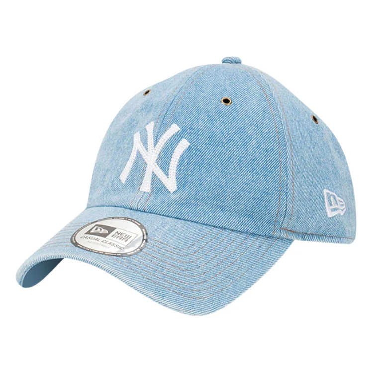 Beanies & Headbands with Warm Inside-New Era New York Yankees Casual Classic - Washed Indigo Denim/White