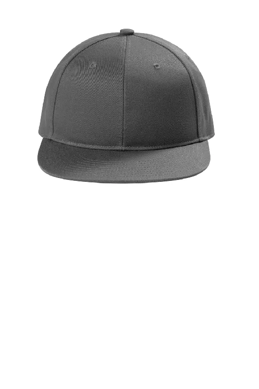 Mens hats for morning jogs-Port Authority Mens Snapback Flat Bill Hat - Steel Grey