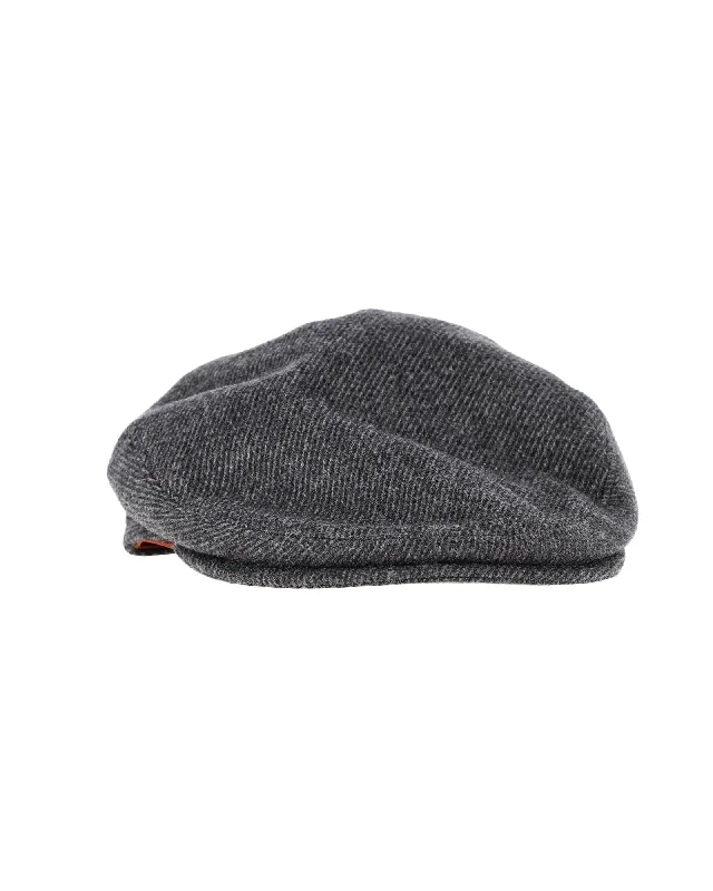 Wool hats for ultimate snow protection-Loro Piana Newsboy Cap in Grey Wool