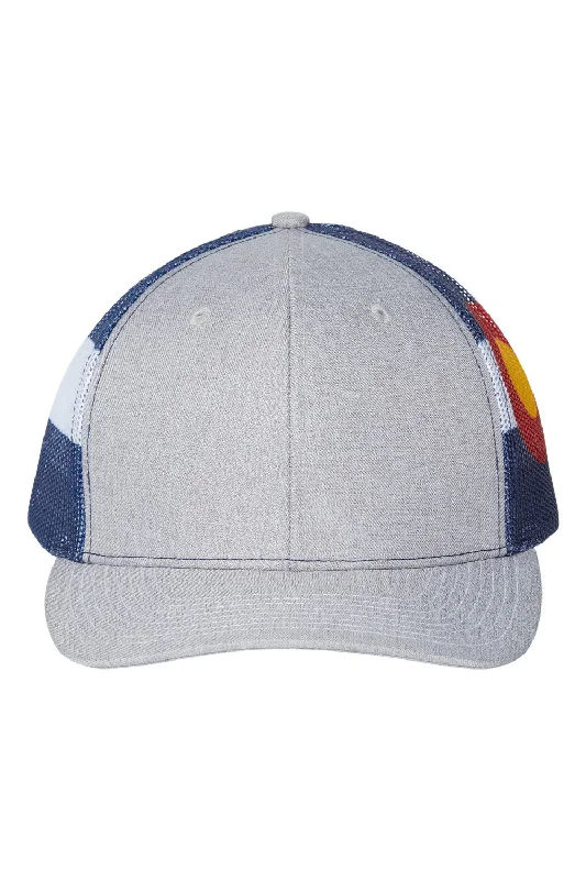 Mens hats for ski trips-Kati Mens Printed Mesh Snapback Trucker Hat - Heather Grey/Colorado