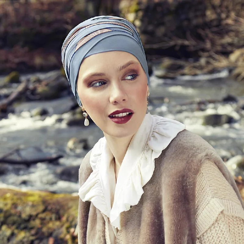 Beanies & Headbands with Tear Resistance-Christine Shanti Turban - Sea Green with Illusions