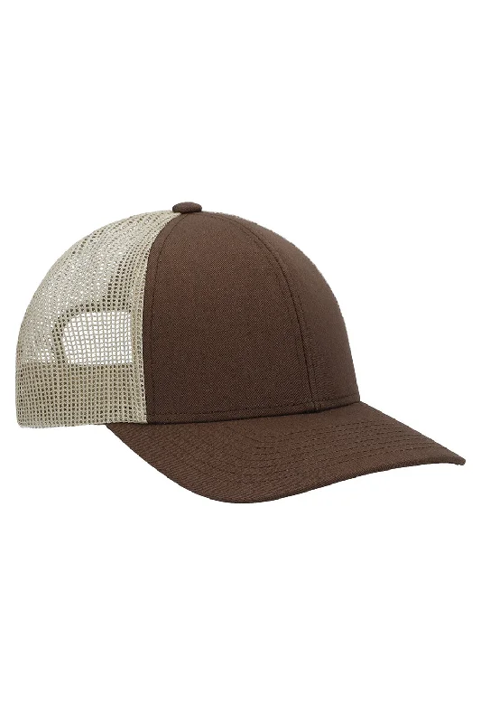 Mens hats with chic designs-Pacific Headwear Mens Low Pro Mesh Adjustable Trucker Hat - Brown/Kkahi/Brown