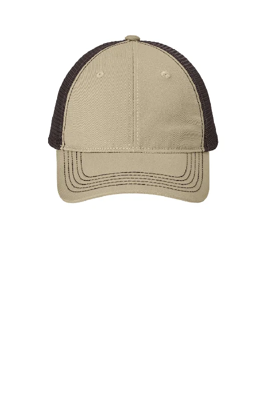 Mens hats for cardio fitness-District Mens Adjustable Hat - Khaki Brown/Chocolate Brown