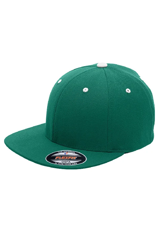 Mens hats with plush padding-Team 365 Mens Moisture Wicking Stretch Fit Hat - Forest Green/White