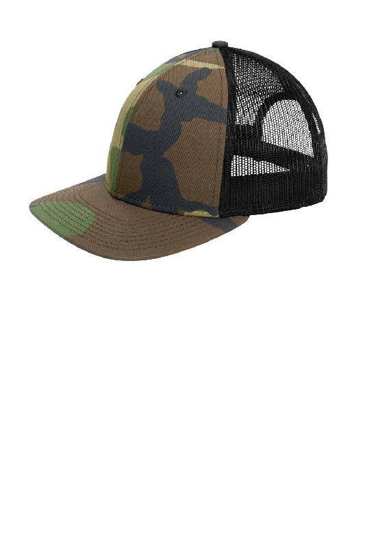 Mens hats with straw-New Era Mens Low Profile Snapback Trucker Hat - Camo/Black