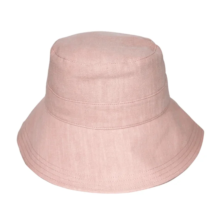 bucket hats for comfortable summer vacation gear-Rigon Fifi Linen Bucket Hat - Pink