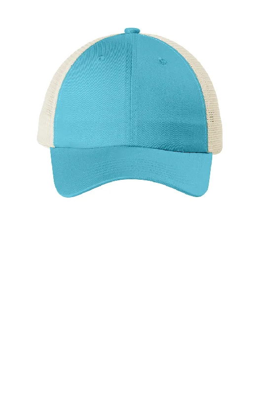 Mens hats for spring days-Port Authority Mens Beach Wash Mesh Back Adjustable Hat - Tidal Wave Blue/Stone