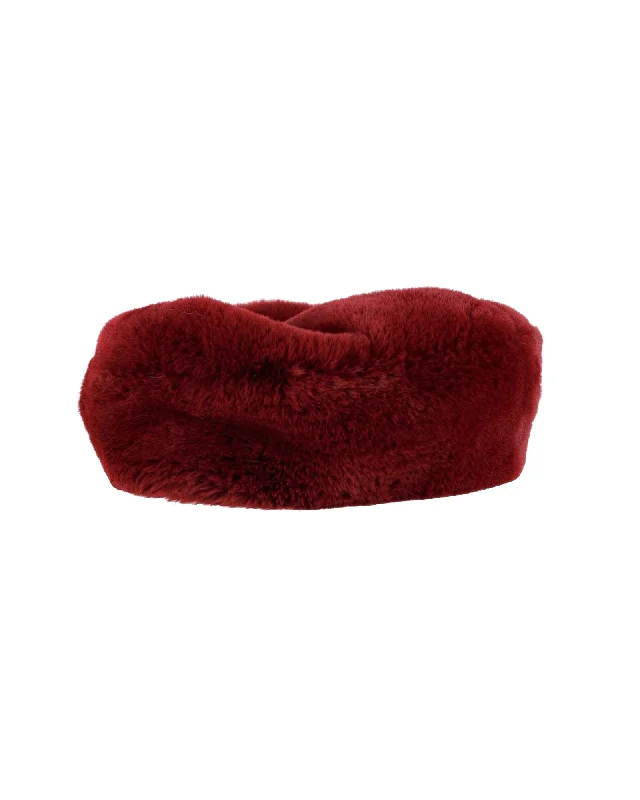 Womens Hats with beaded trim-Eugenia Kim Mishka Beret in Burgundy Faux Fur